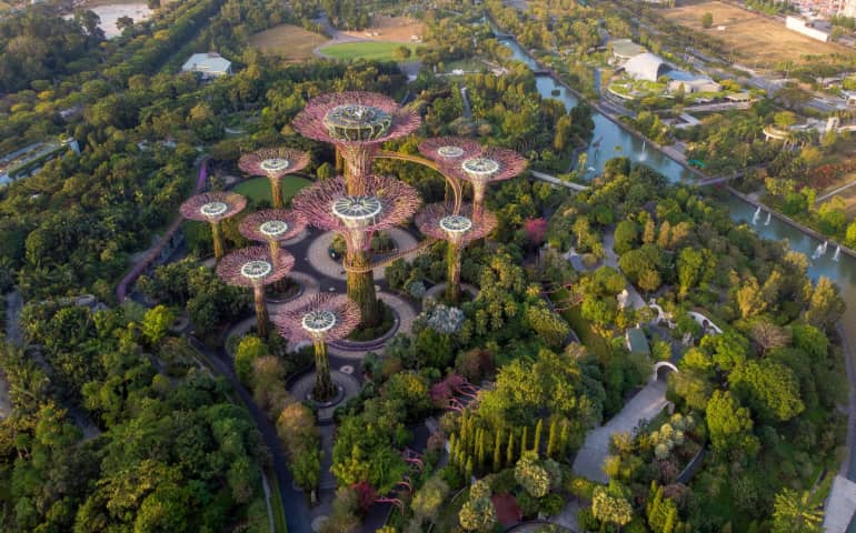 Aerial views of Gardens by the Bay, Singapore
