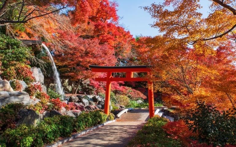 Katsuo-ji temple in autumn in Osaka, Japan