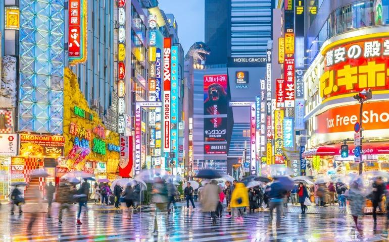 Vibrant Night View of Kabukicho Street in Shinjuku, Tokyo, Japan