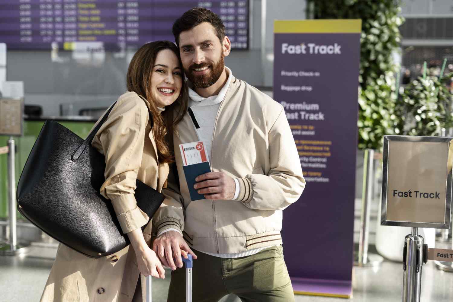 Travellers preparing for an international journey
