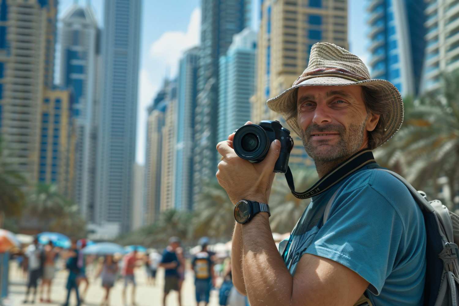 Tourist exploring a modern city